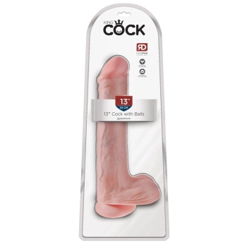 King Cock - Realistyczne Duże Dildo Z Przyssawką 33 CM Jasny Kolor Skóry