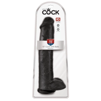 King Cock - Realistyczne Duże Dildo Z Przyssawką 38 CM Czarny