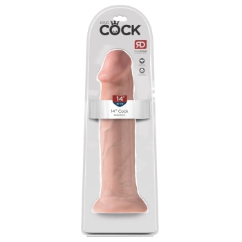 King Cock - Realistyczne Naturalne Dildo Z Żyłkami I Żołędziem 36 CM Jasny Kolor Skóry