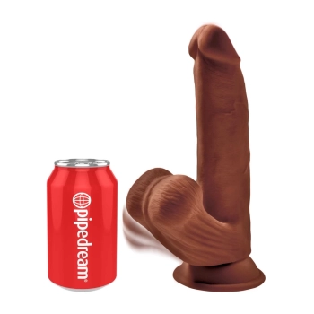 King Cock Plus - Realistyczne Dildo Z Kulkami W Jądrach I Przyssawką 20 CM Ciemny Kolor Skóry