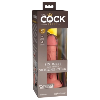 King Cock Elite - Realistyczne Silikonowe Dildo Z Przyssawką 15 CM Jasny Kolor Skóry