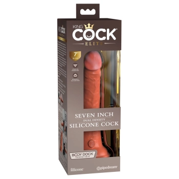 King Cock Elite - Realistyczne Silikonowe Dildo Z Przyssawką 18 CM Ciemny Kolor Skóry