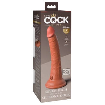 King Cock Elite - Realistyczne Silikonowe Dildo Z Przyssawką 18 CM Ciemny Kolor Skóry