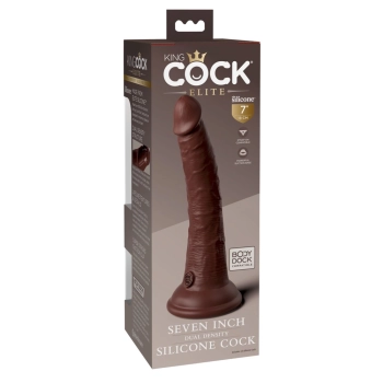 King Cock Elite - Realistyczne Silikonowe Dildo Z Przyssawką 18 CM Brązowy Kolor Skóry