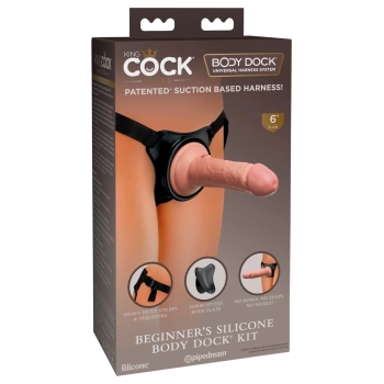 King Cock Elite - Uprząż Strap-On Z Realistycznym Dildo 15 CM Jasny Kolor Skóry