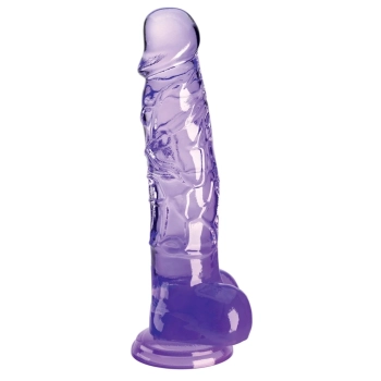 King Cock Clear - Realistyczne Dildo Z Jądrami I Przyssawką Przezroczyste-Fioletowe 20 CM