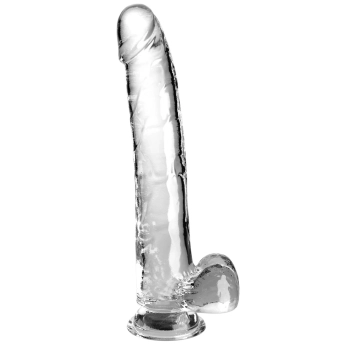 King Cock Clear - Realistyczne Dildo Z Jądrami I Przyssawką Przezroczyste 28 CM