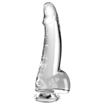 King Cock Clear - Realistyczne Zakrzywione Dildo Z Przyssawką Przezroczyste 19 CM