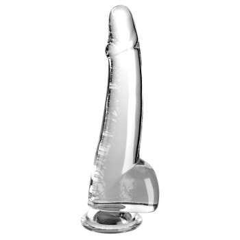 King Cock Clear - Realistyczne Dildo Z Jądrami I Przyssawką Przezroczyste 25 CM